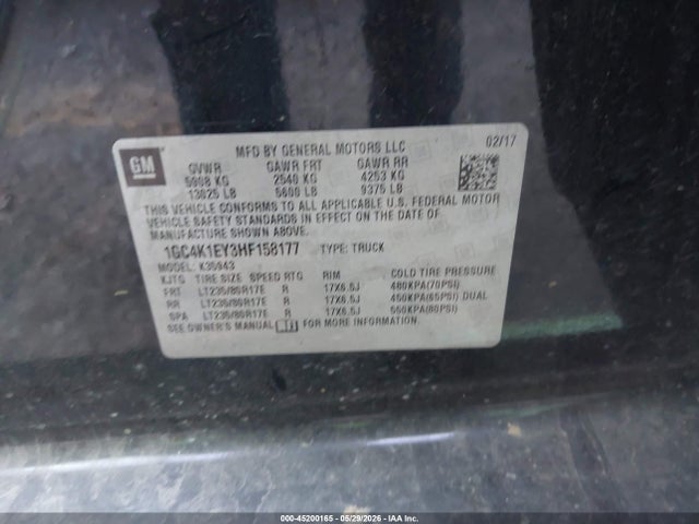 Продажа на аукционе авто 2017 Chevrolet Silverado 3500hd High Country, vin: 1GC4K1EY3HF158177, номер лота: 45200165