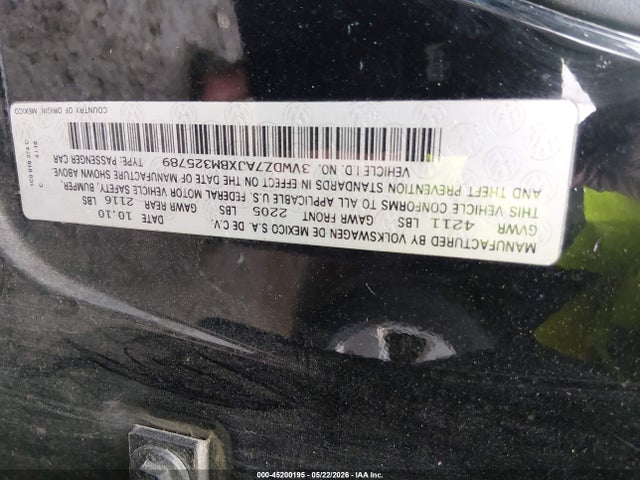 Продаж на аукціоні авто 2011 Volkswagen Jetta 2.5l Se, vin: 3VWDZ7AJXBM325789, номер лоту: 45200195