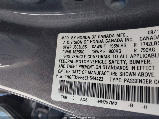 Honda Civic Hf 2014 2HGFB2F66EH544423 Image 9