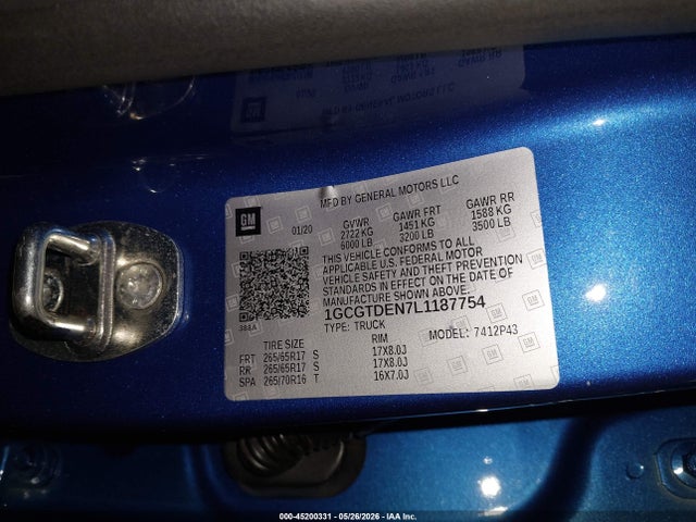 1GCGTDEN7L1187754 Chevrolet Colorado 4wd Short Box Z71
