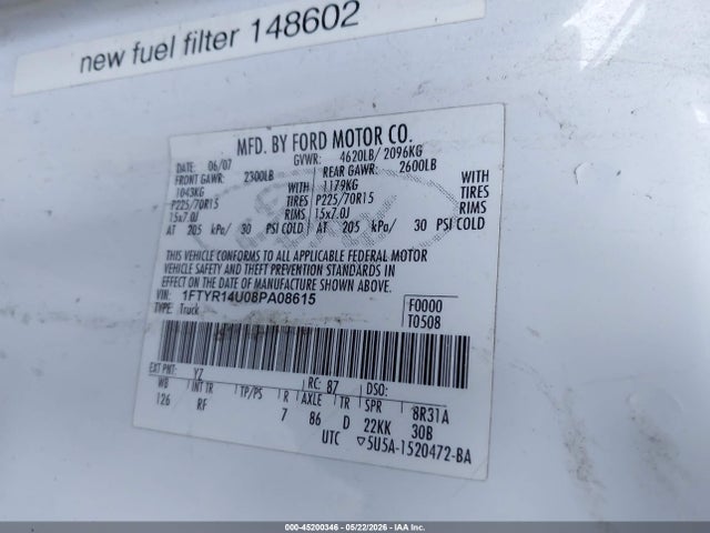 2008 Ford Ranger Sport/xl/xlt მანქანა იყიდება აუქციონზე, vin: 1FTYR14U08PA08615, აუქციონის ნომერი: 45200346