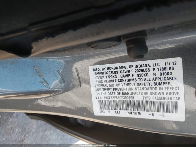 2012 Honda Civic Ex მანქანა იყიდება აუქციონზე, vin: 19XFB2F88CE390208, აუქციონის ნომერი: 45200363
