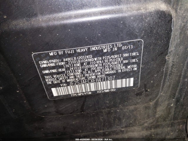 45200369 :رقم المزاد ، JF2SJAECXEH471307 vin ، 2014 Subaru Forester 2.5i Premium مزاد بيع