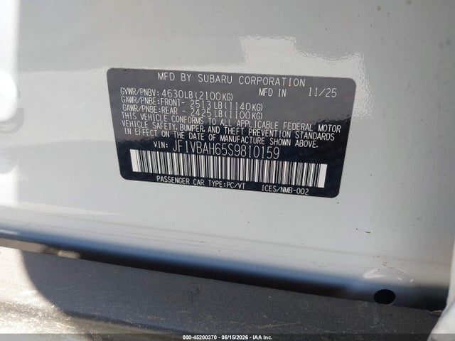 Subaru Wrx Premium 2025 JF1VBAH65S9810159 Image 9