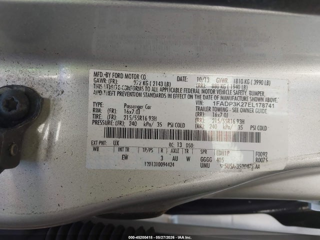 Aukcja sprzedaży 2014 Ford Focus Se, vin: 1FADP3K27EL178741, numer aukcji: 45200418