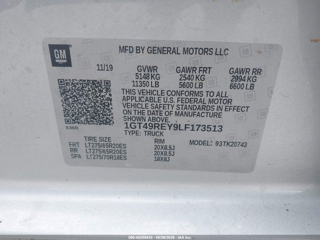 Продажа на аукционе авто 2020 Gmc Sierra 2500hd 4wd  Standard Bed Denali, vin: 1GT49REY9LF173513, номер лота: 45200430