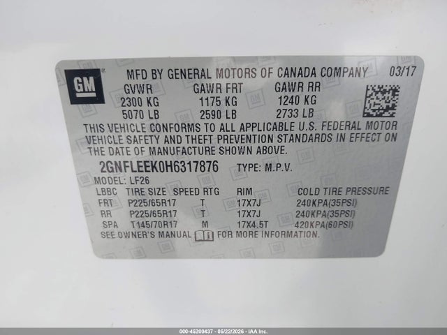 Chevrolet EQUINOX LS 2017 2GNFLEEK0H6317876 Image 9