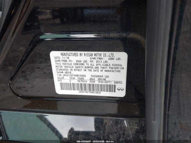45200457 :رقم المزاد ، JN1EV7AP7KM515829 vin ، 2019 Infiniti Q50 3.0t Luxe مزاد بيع
