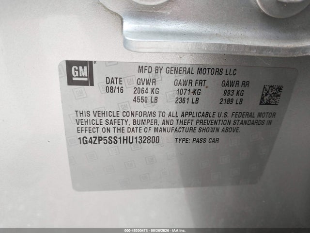 2017 Buick Lacrosse Essence მანქანა იყიდება აუქციონზე, vin: 1G4ZP5SS1HU132800, აუქციონის ნომერი: 45200478