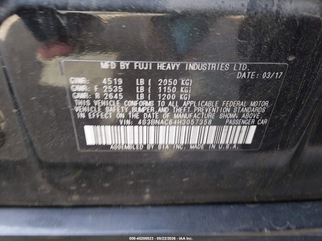 Subaru Legacy 2.5i Premium 2017 4S3BNAC64H3057358 Image 9