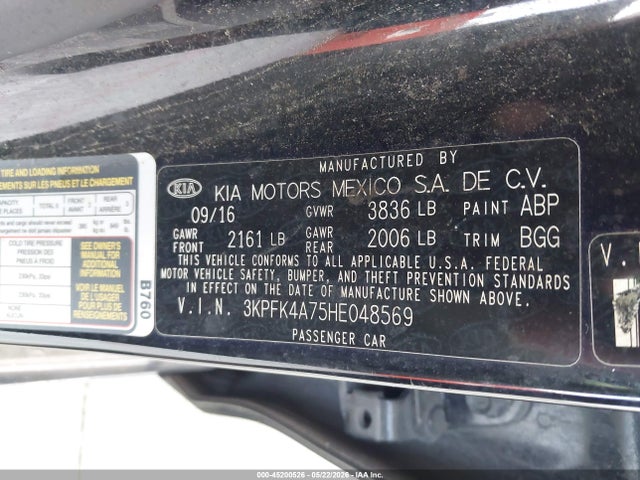 Auction sale of the 2017 Kia Forte Lx, vin: 3KPFK4A75HE048569, lot number: 45200526