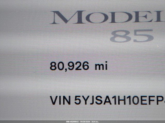 Продаж на аукціоні авто 2014 Tesla Model S P85, vin: 5YJSA1H10EFP49396, номер лоту: 45200542