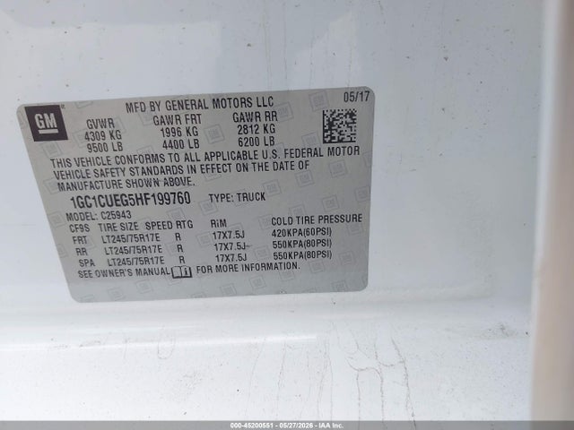Chevrolet Silverado 2500hd Wt 2017 1GC1CUEG5HF199760 Image 9