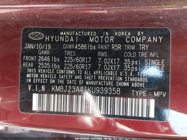 Hyundai TUCSON SE 2019 KM8J23A41KU939358 Image 9