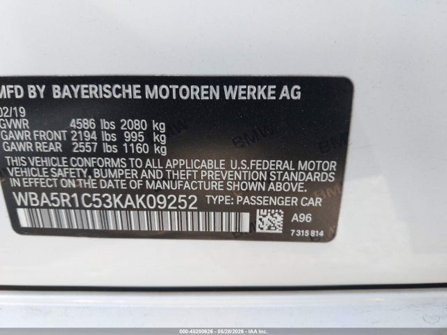 WBA5R1C53KAK09252 BMW 330I
