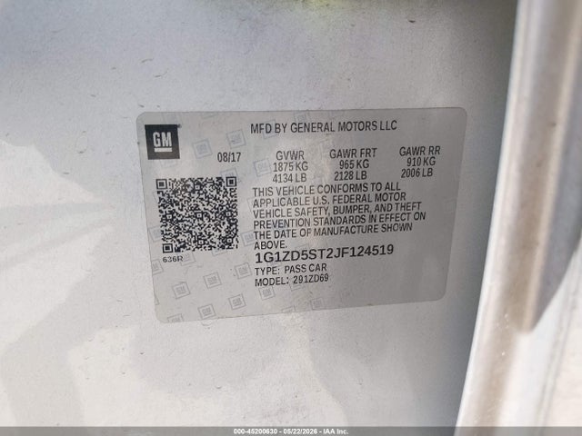 1G1ZD5ST2JF124519 Chevrolet MALIBU LT