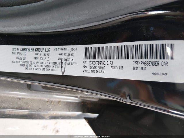 45200709 :رقم المزاد ، 1C3CCCAB4FN619173 vin ، 2015 Chrysler 200 Limited مزاد بيع