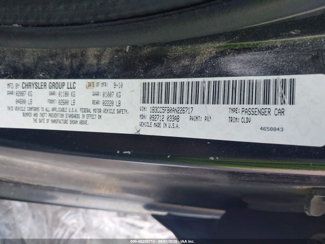 Продажа на аукционе авто 2010 Dodge Avenger R/t, vin: 1B3CC5FB0AN226717, номер лота: 45200713