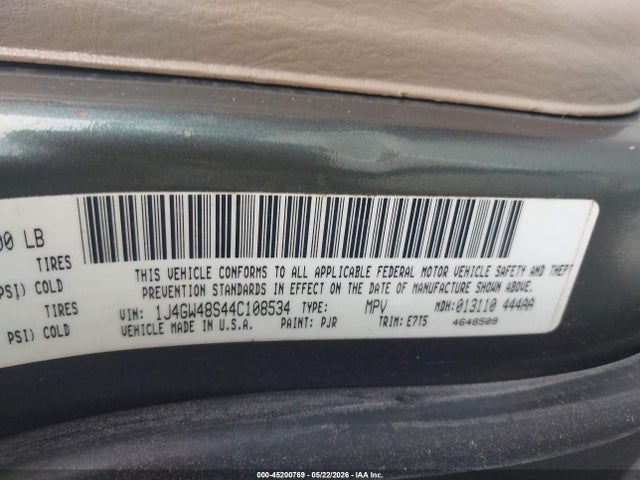 2004 Jeep Grand Cherokee Laredo მანქანა იყიდება აუქციონზე, vin: 1J4GW48S44C108534, აუქციონის ნომერი: 45200769