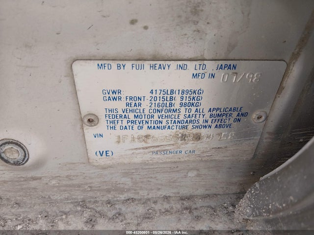 Продажа на аукционе авто 1999 Subaru Forester S, vin: JF1SF6555XH704758, номер лота: 45200801