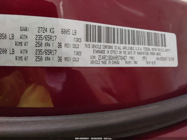 Продаж на аукціоні авто 2017 Chrysler Pacifica Touring-l, vin: 2C4RC1BGXHR576467, номер лоту: 45200821