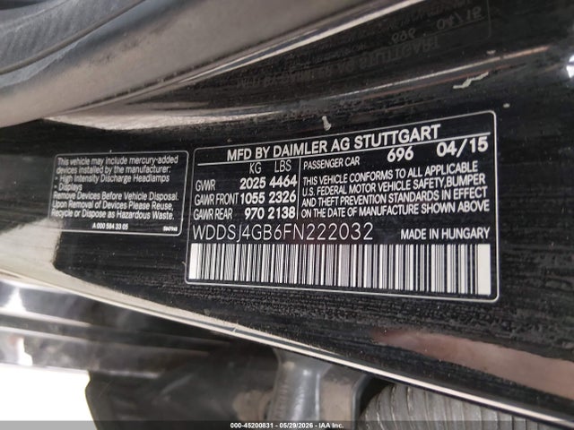 Aukcja sprzedaży 2015 Mercedes-benz Cla 250 4matic, vin: WDDSJ4GB6FN222032, numer aukcji: 45200831
