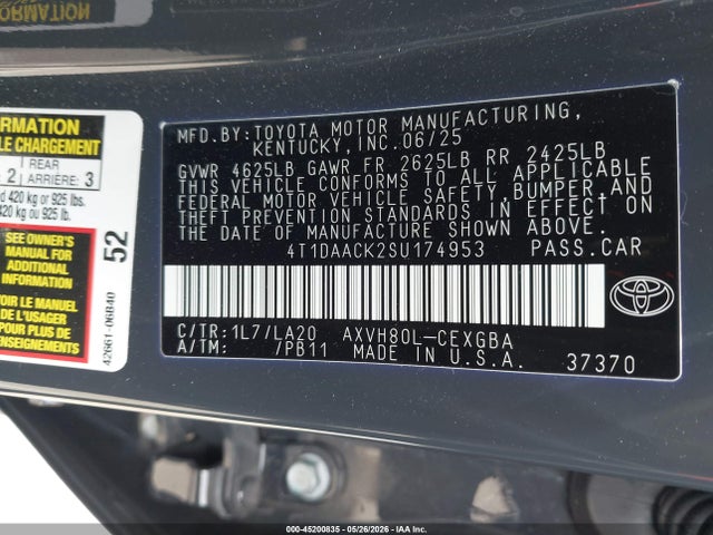 4T1DAACK2SU174953 Toyota CAMRY XLE