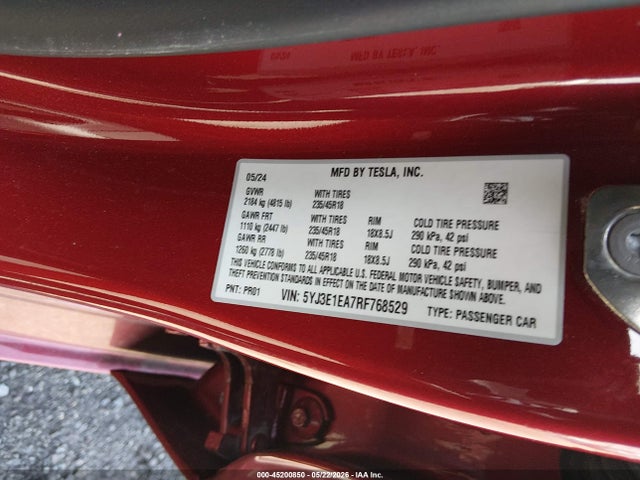 5YJ3E1EA7RF768529 Tesla Model 3 Long Range Dual Motor All-wheel Drive/rear-wheel Drive