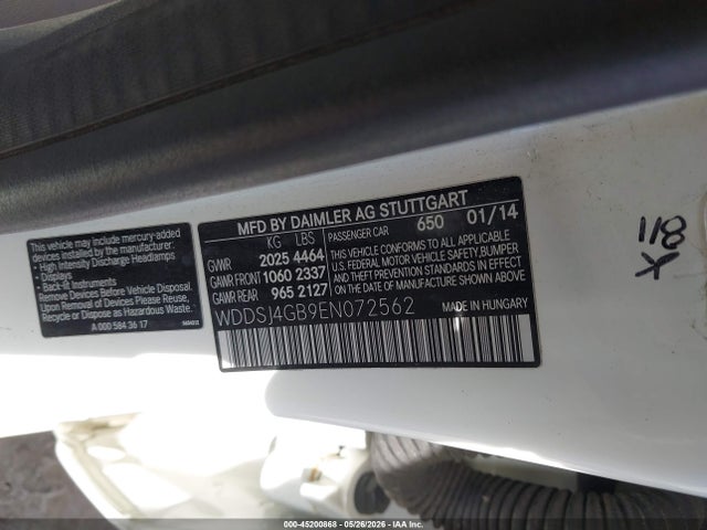 2014 Mercedes-benz Cla 250 4matic მანქანა იყიდება აუქციონზე, vin: WDDSJ4GB9EN072562, აუქციონის ნომერი: 45200868
