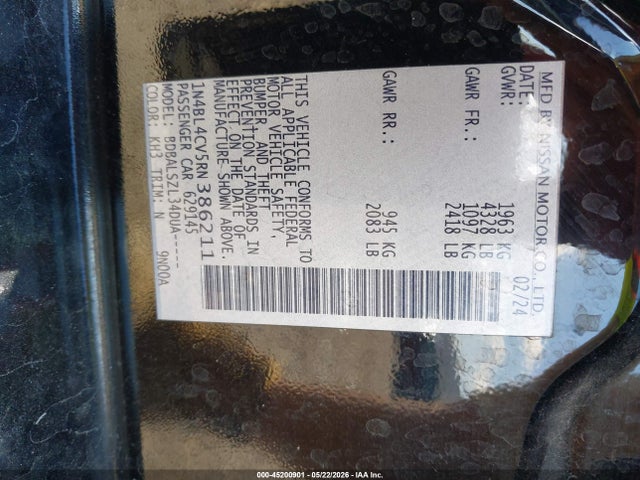 45200901 :رقم المزاد ، 1N4BL4CV5RN386211 vin ، 2024 Nissan Altima Sr Fwd مزاد بيع