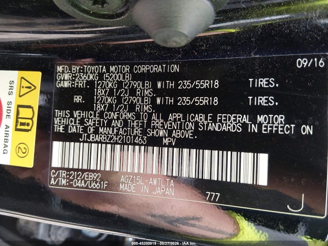 Aukcja sprzedaży 2017 Lexus Nx 200t F Sport, vin: JTJBARBZ2H2101463, numer aukcji: 45200919