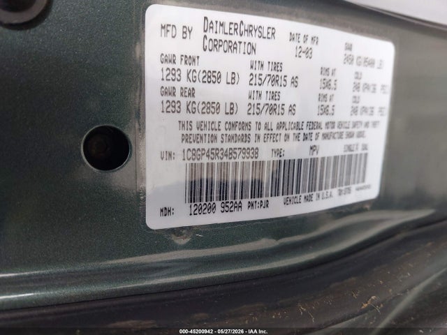 Продажа на аукционе авто 2004 Chrysler Town & Country, vin: 1C8GP45R34B579938, номер лота: 45200942