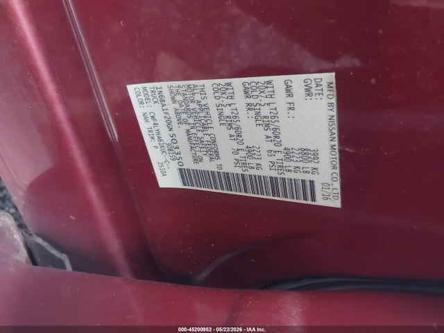 2016 Nissan Titan Xd Platinum Reserve Diesel მანქანა იყიდება აუქციონზე, vin: 1N6BA1F20GN503350, აუქციონის ნომერი: 45200952