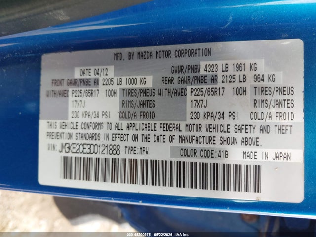 Aukcja sprzedaży 2013 Mazda Cx-5 Touring, vin: JM3KE2CE3D0121888, numer aukcji: 45200975