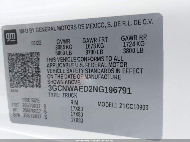 Chevrolet Silverado 1500 Ltd 2wd Long Bed Wt 2022 3GCNWAED2NG196791 Image 9