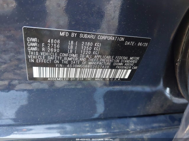 Aukcja sprzedaży 2025 Subaru Legacy Sport, vin: 4S3BWGG66S3027439, numer aukcji: 45201023