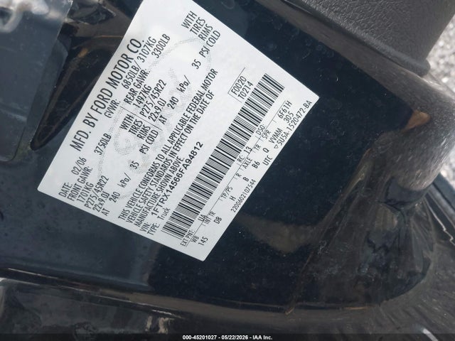 Aukcja sprzedaży 2006 Ford F-150 Fx4/lariat/xl/xlt, vin: 1FTRX14566FA94812, numer aukcji: 45201027