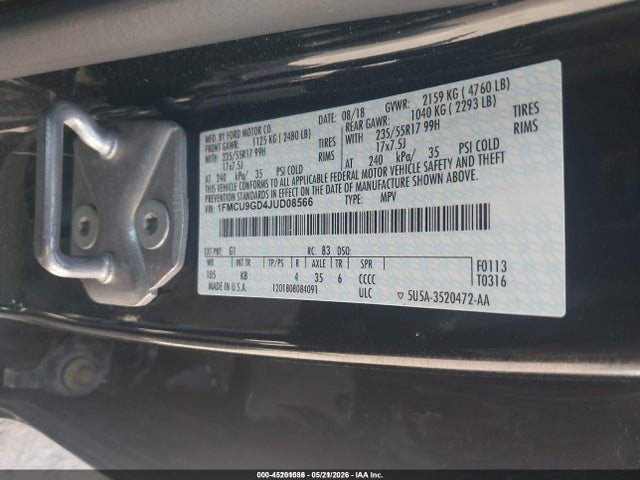 Aukcja sprzedaży 2018 Ford Escape Se, vin: 1FMCU9GD4JUD08566, numer aukcji: 45201036