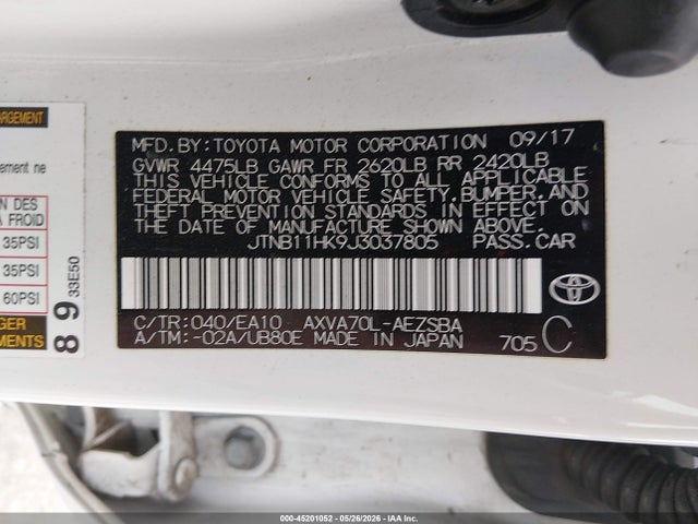 JTNB11HK9J3037805 Toyota CAMRY SE