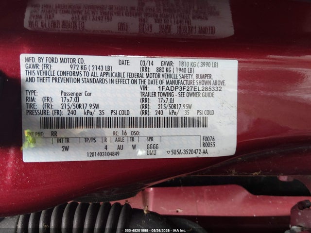 Продажа на аукционе авто 2014 Ford Focus Se, vin: 1FADP3F27EL285332, номер лота: 45201055