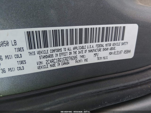 45201062 :رقم المزاد ، 2C4RC1BG1ER270205 vin ، 2014 Chrysler Town & Country Touring مزاد بيع