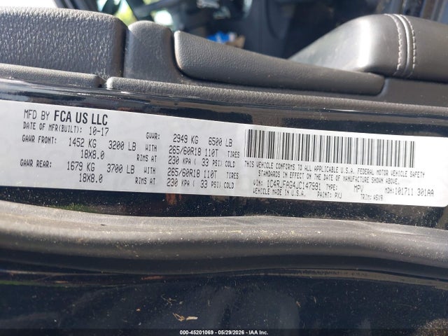 Продажа на аукционе авто 2018 Jeep Grand Cherokee Laredo E 4x4, vin: 1C4RJFAG4JC147991, номер лота: 45201069