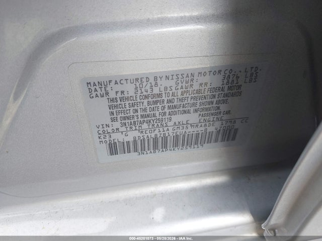 3N1AB7AP4KY259119 Nissan SENTRA S