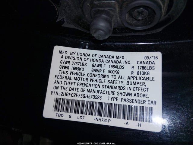 2HGFC2F73GH570583 Honda CIVIC EX