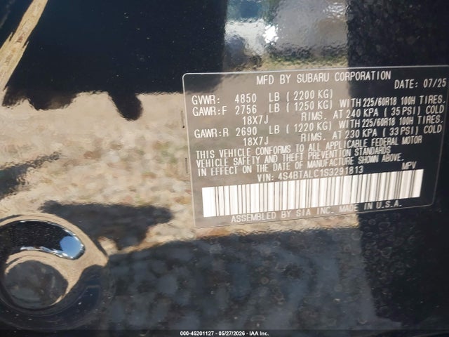 Aukcja sprzedaży 2025 Subaru Outback Onyx Edition, vin: 4S4BTALC1S3291813, numer aukcji: 45201127