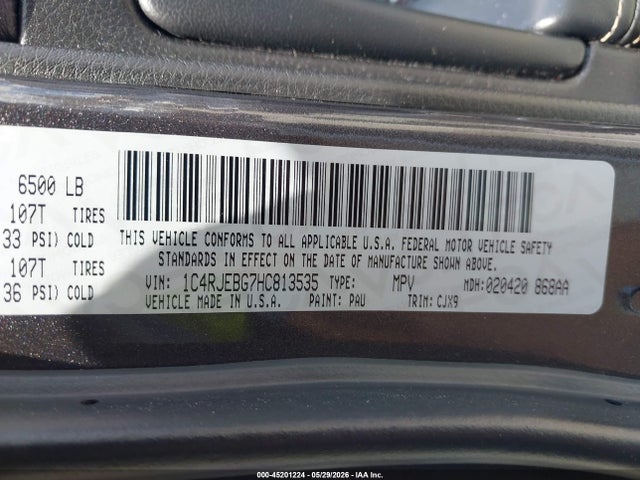 1C4RJEBG7HC813535 Jeep Grand Cherokee Limited 4x2