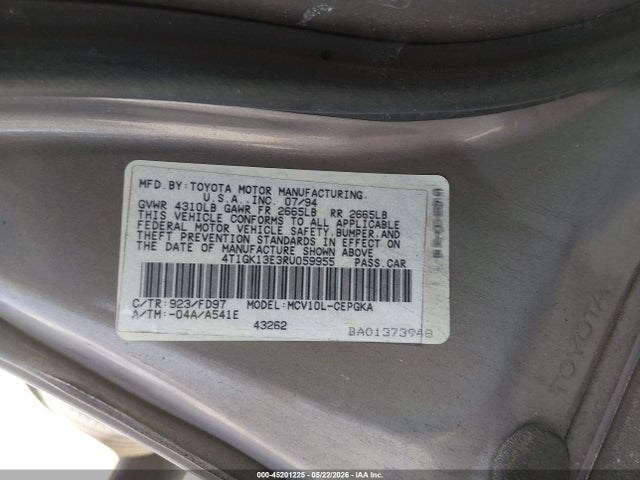 1994 Toyota Camry Xle მანქანა იყიდება აუქციონზე, vin: 4T1GK13E3RU059955, აუქციონის ნომერი: 45201225