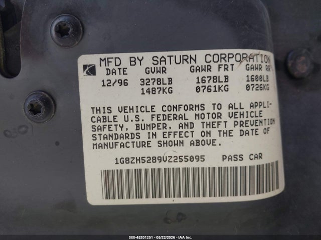 45201251 :رقم المزاد ، 1G8ZH5289VZ255095 vin ، 1997 Saturn Sl Sl1 مزاد بيع