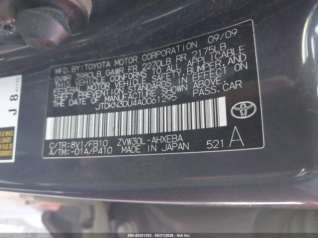 Aukcja sprzedaży 2010 Toyota Prius Ii, vin: JTDKN3DU4A0061295, numer aukcji: 45201252
