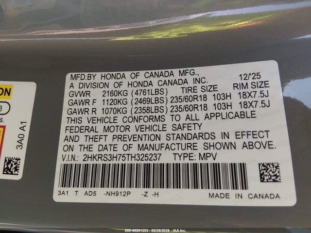 Honda CR-V EXL 2026 2HKRS3H75TH32237 Image 9